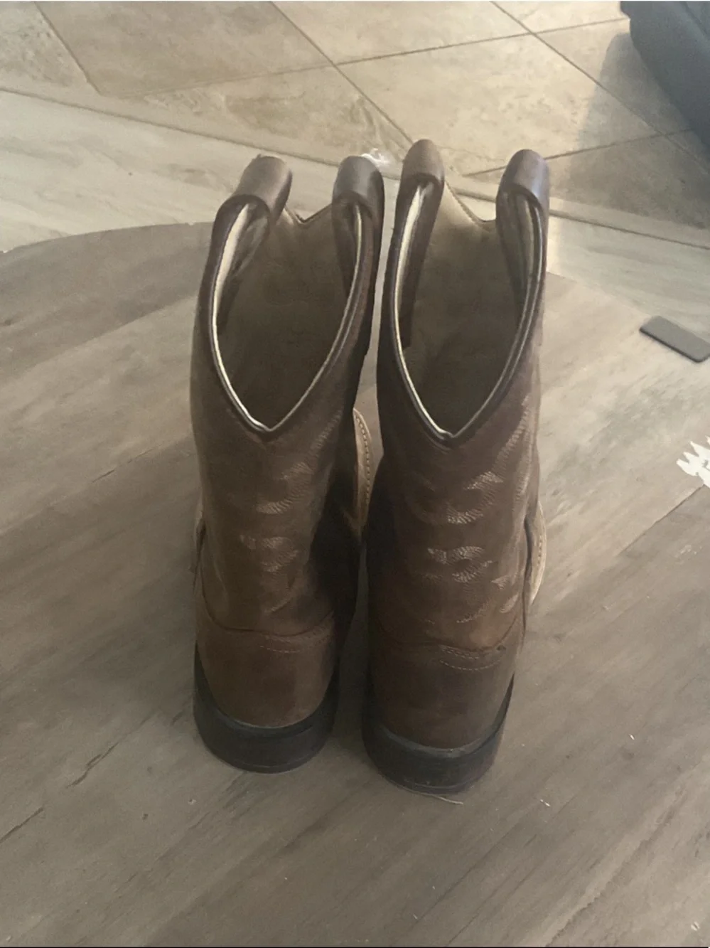 Kids Brown Suede Western Pull-On Cowboy Boots